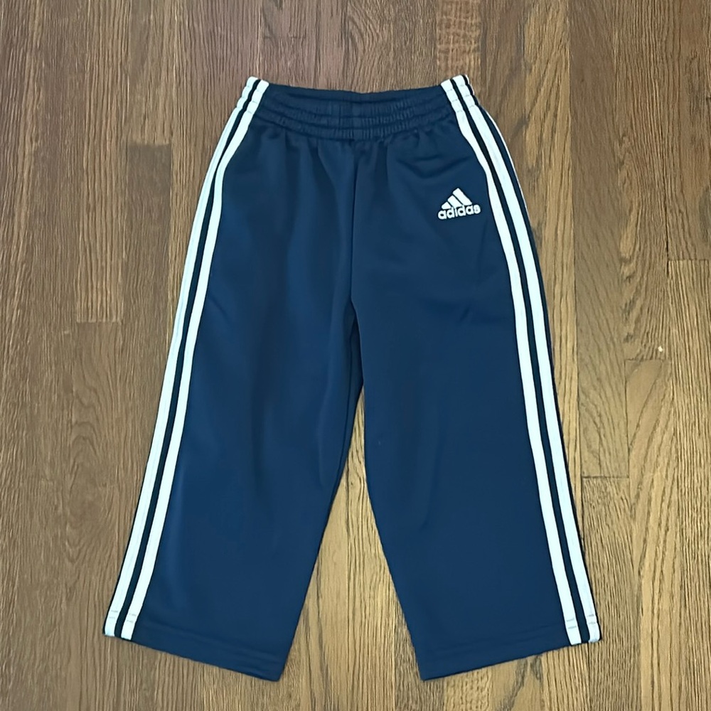 Adidas Boys Navy Blue side stripe joggers 24months - like new